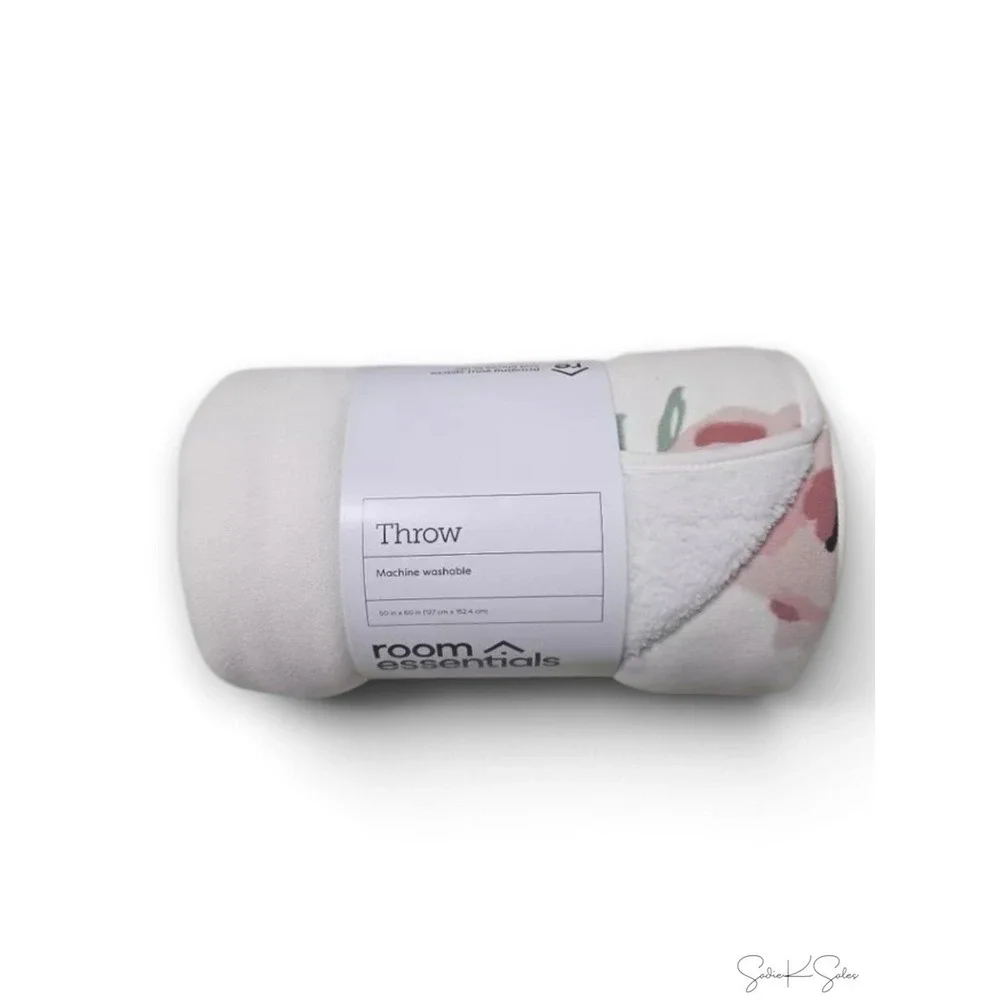 Floral Printed Chenille Throw Faux Shearling Reverse - Room Essentials, Target